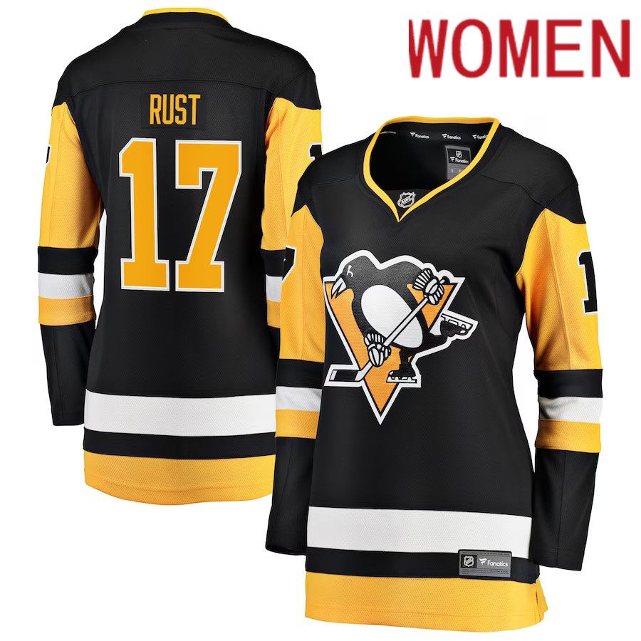 Women Pittsburgh Penguins 17 Bryan Rust Fanatics Branded Black Premier Breakaway Player NHL Jersey